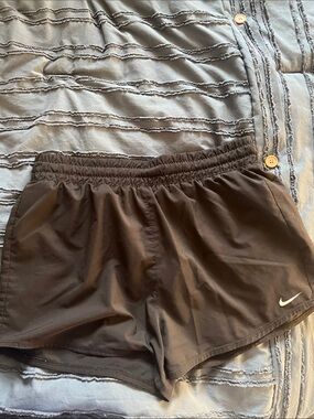 Nike Girls Dri Fit Black Athletic Running Shorts with Small Swoosh